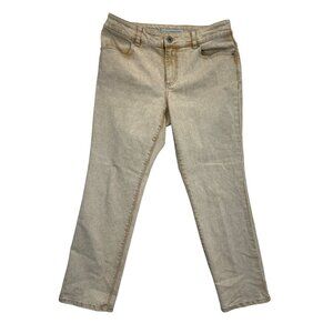 Chicos Platinum Denim Jeans Womens 0.5‎ Tan Slim Leg Stretch Ultimate Fit